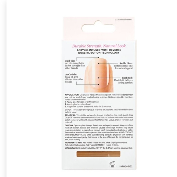Kiss Acrylic Medium  French Nude Nails Cashmere NIB - Picture 2 of 3